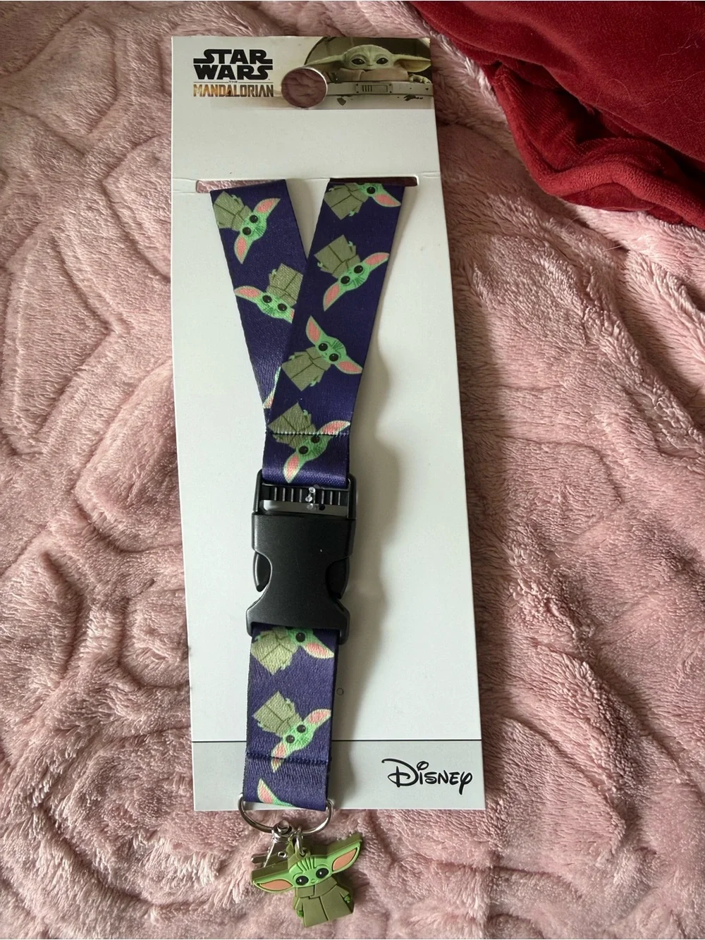 Disney Grogu Purple and Green Key/Card Lanyard with Charm